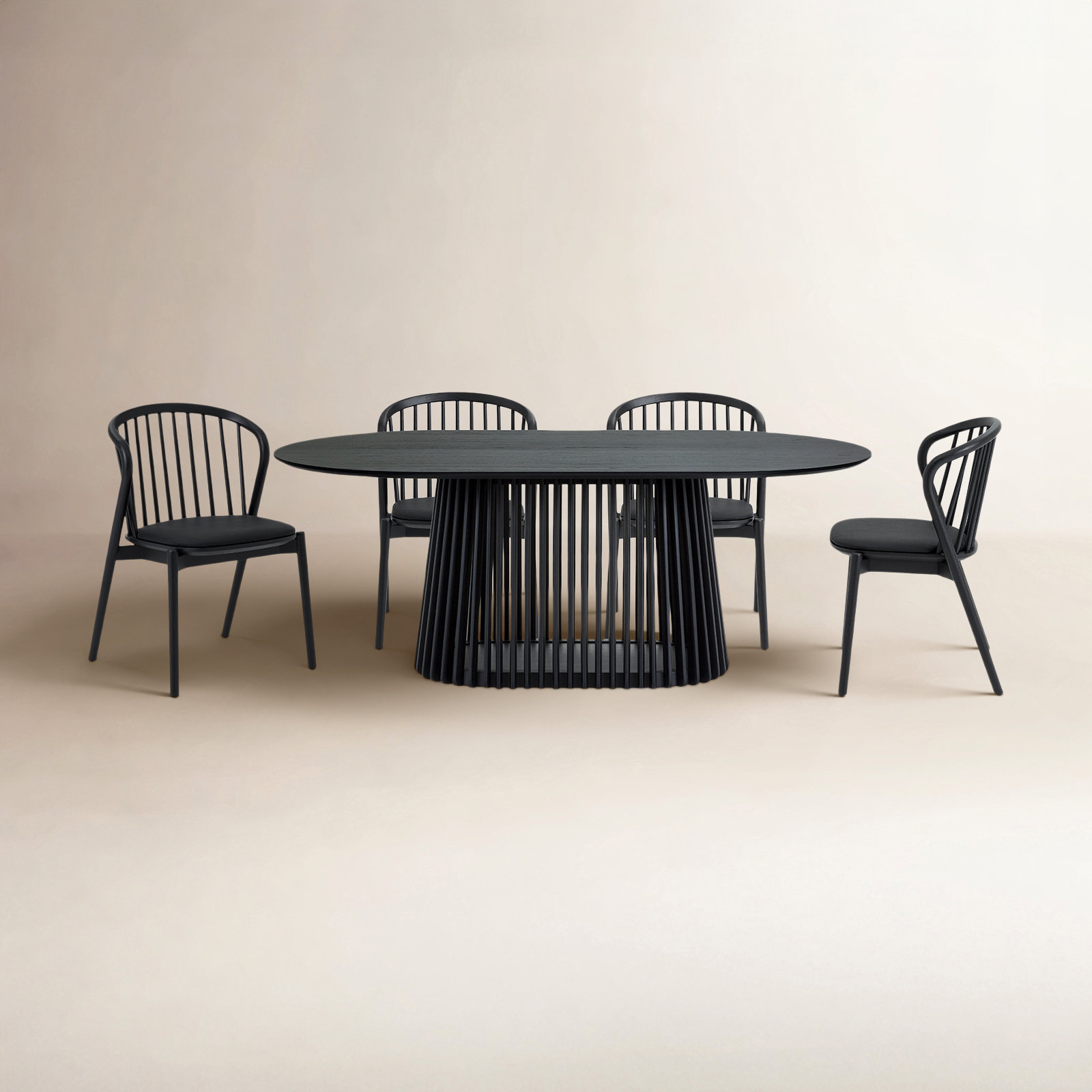 5 - Piece Extendable Dining Set, Black, Black