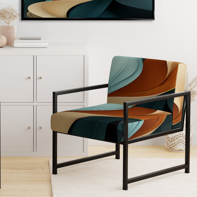 Chaise d'appoint rembourrée Teal Abstract Elegant Wave