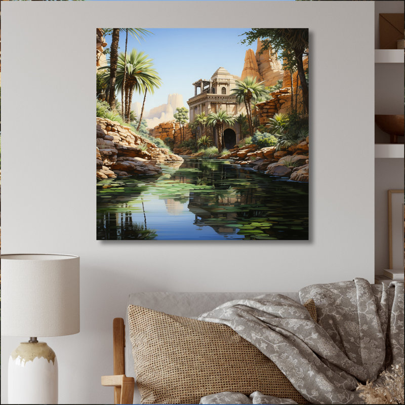 Égypte, oasis enchantée, Égypte, H 16 po x l 16 po x P 1 po, Toile tendue