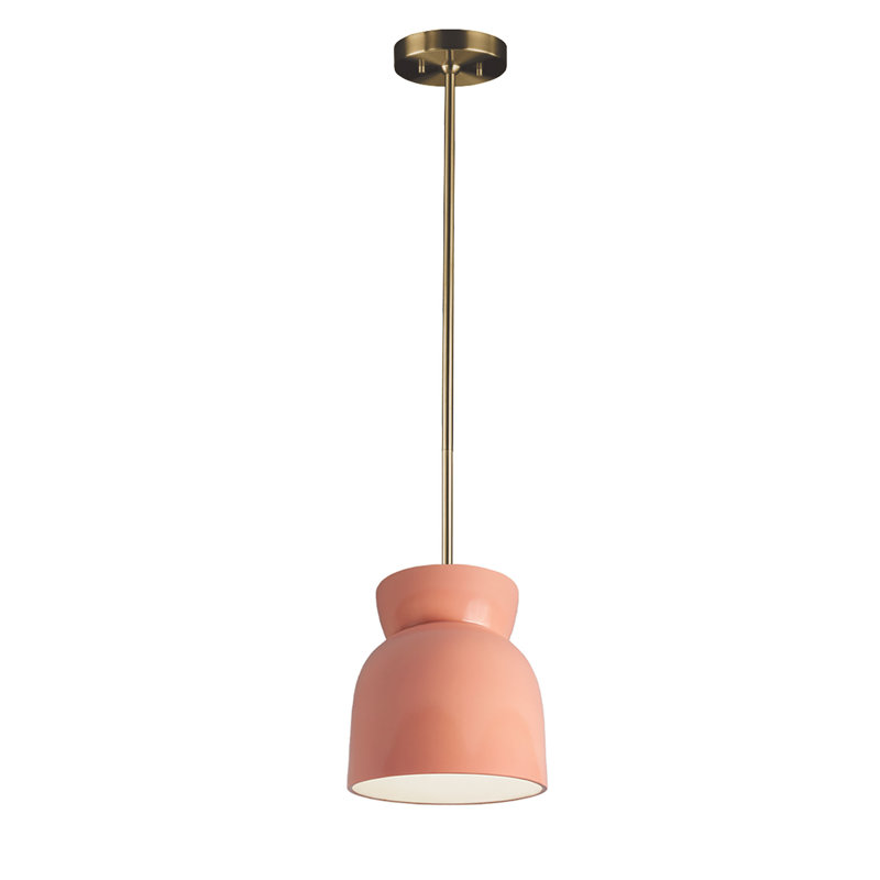 (6) Hourglass Pendant - Rigid Stem, Antique Brass, Gloss Blush