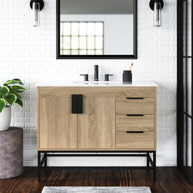 Ensemble de meuble-lavabo simple 42 po Eugene, Bois de manguier