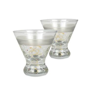Aqua Vitae Martini Glass Set of 2. Crystal Glassware, Triangle