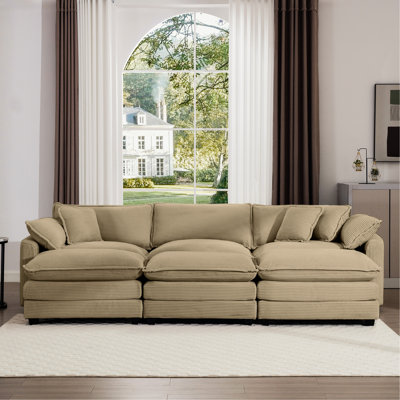 Oversized Comfortable In Tan Corduroy, Portable , Ideal For Home Cinemas And Apartments Corduroy Living Room , Deep Seating, Spacious, With Ergonomic Design Comfort