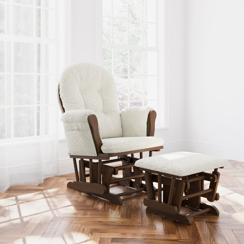 Hoop Glider and Ottoman - Hazelnut and Ivory Boucle, Ivory Boucle, Hazelnut