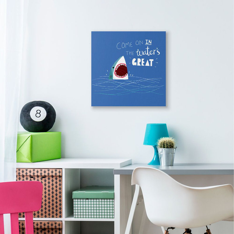 «The Waters Great Expression Beach Shark» par Michael Buxton - impression d'art graphique, Toile tendue