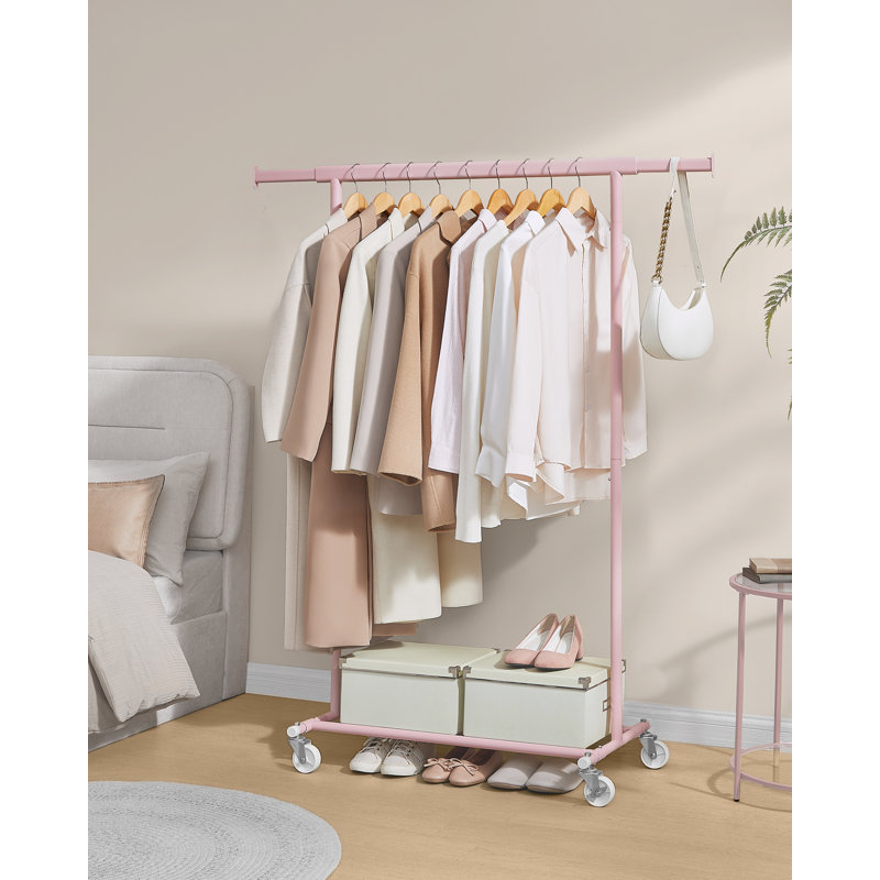 Ahmoni 132cm Rolling Clothing Rack, Pink