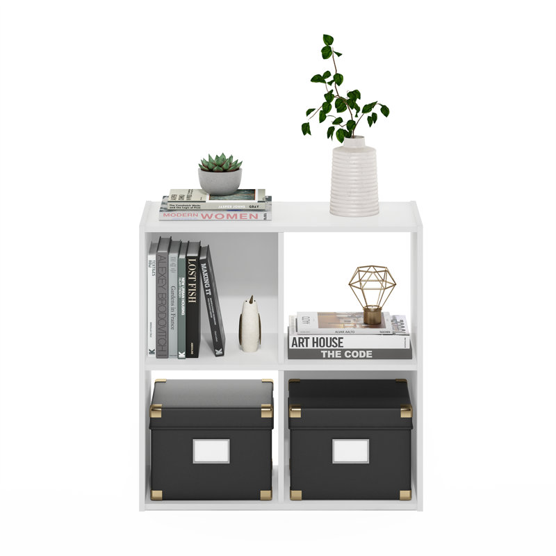 Anzalone Bookcase, (4 Shelves) 24.17" H x 24.02" W x 11.61" D, White