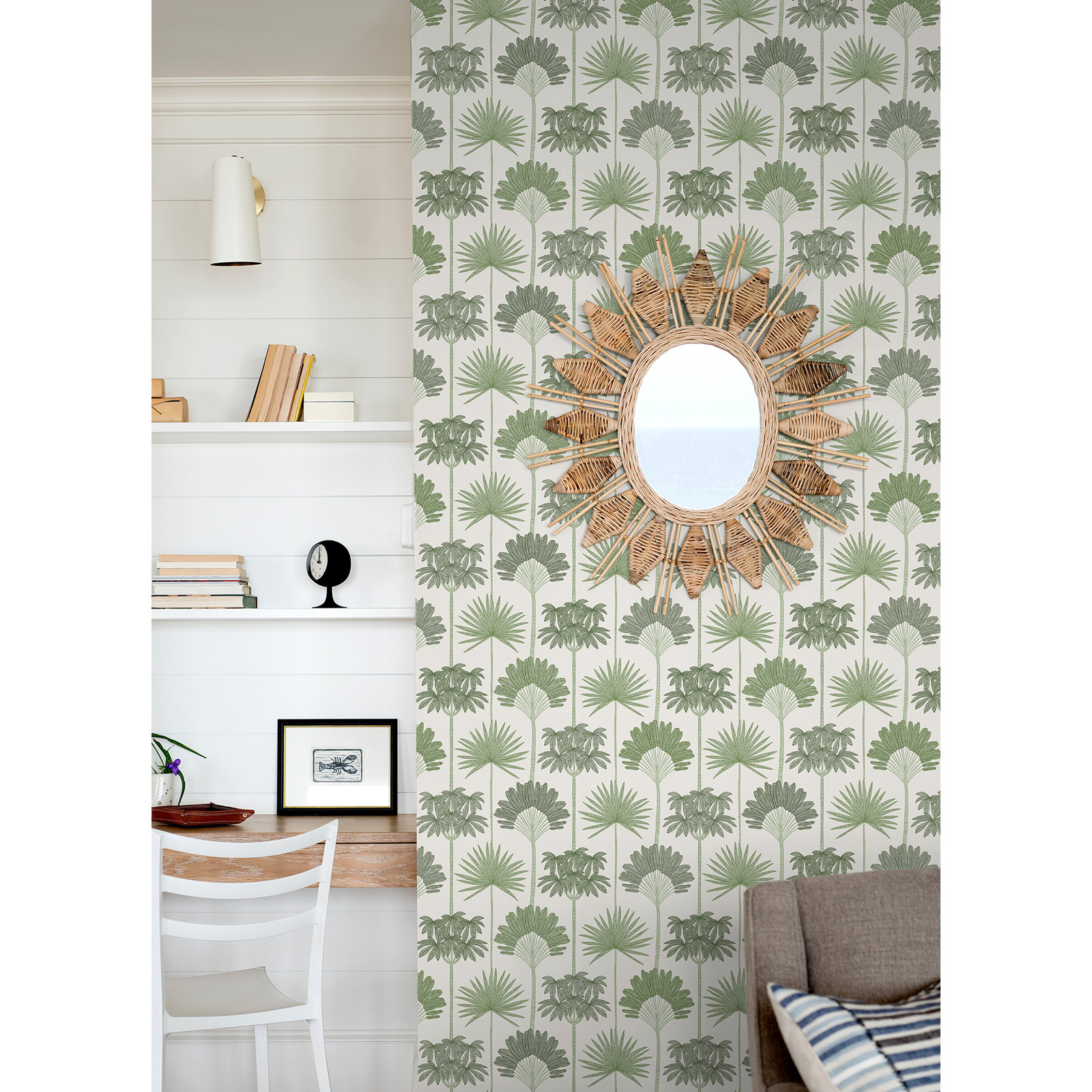 Popplewell Peel & Stick Floral Wallpaper, Green