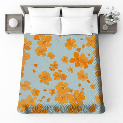Couvre-lit matelassé Orange Cherry Blossoms