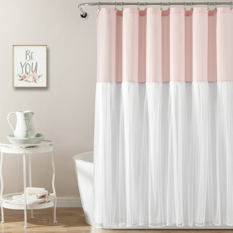 Shower Curtain, Blush/White