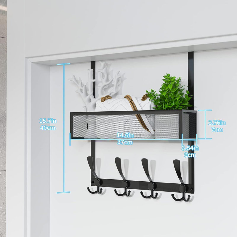 Over Door Hanger Towel Rack Mesh Basket with 12 Hooks