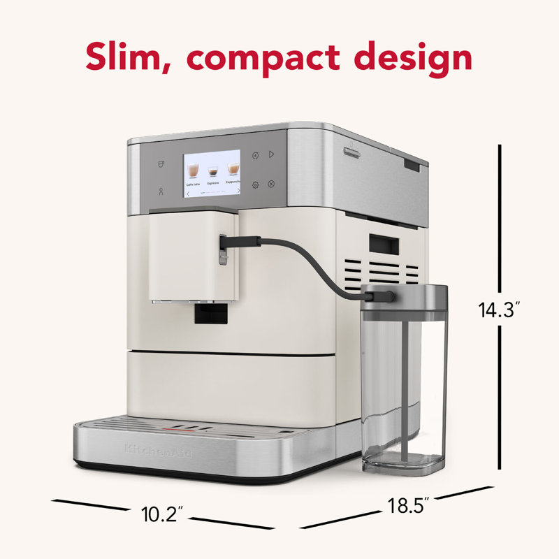 KitchenAid Fully Automatic Espresso Machine KF7 with Milk Attachment, KES8557PL, Porcelain White