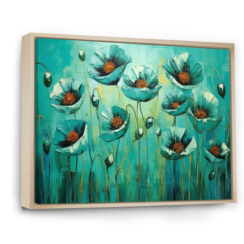 Emerald Elegance Poppies In The Breeze I, H 12 po x l 20 po x P 1 po, Cadre naturel flottant