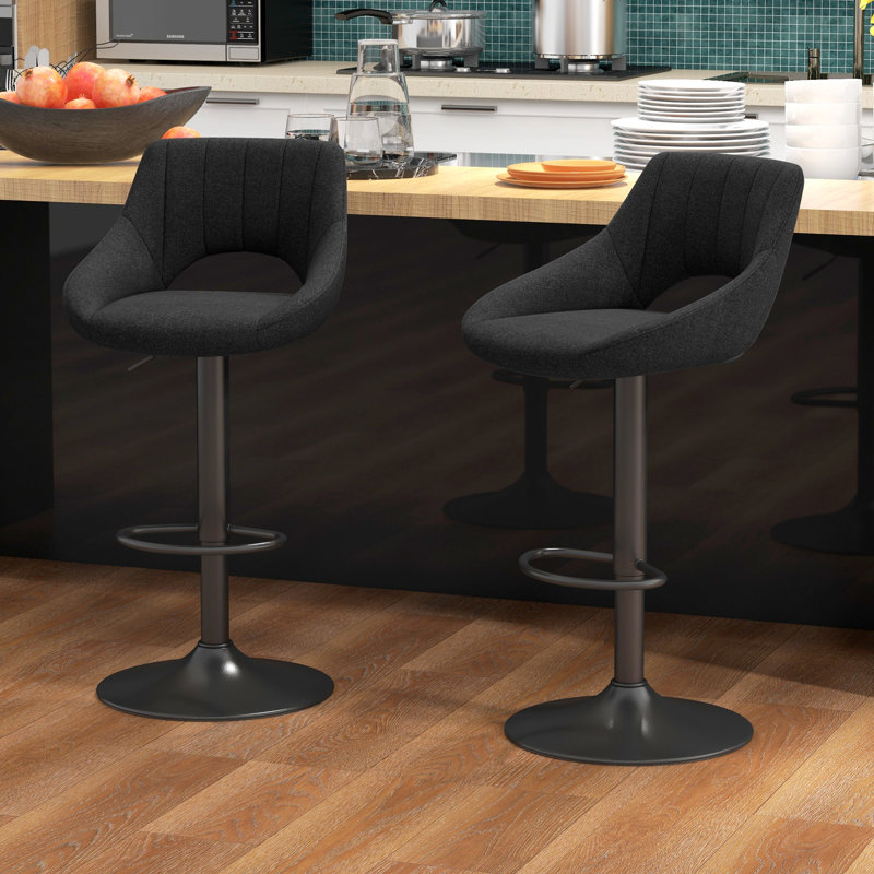 Tabouret pivotant à hauteur réglable Kadaysha, Noir, noir, noir, noir