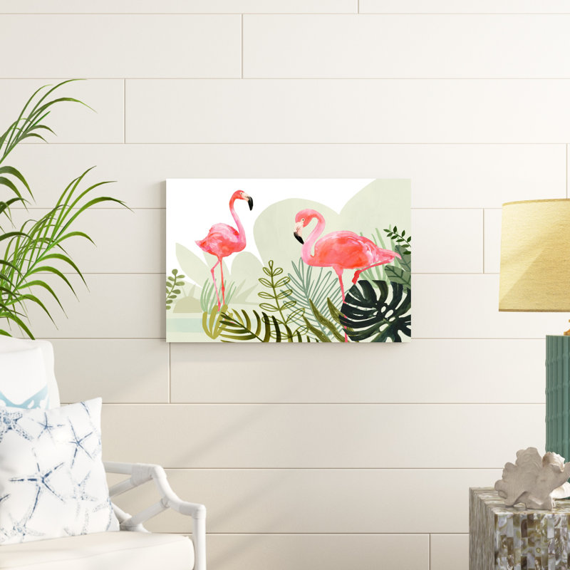 "Flamingo Forest Collection A" par Victoria Borges, reproduction d'art sur toile, H 20 po x l 30 po, Toile tendue