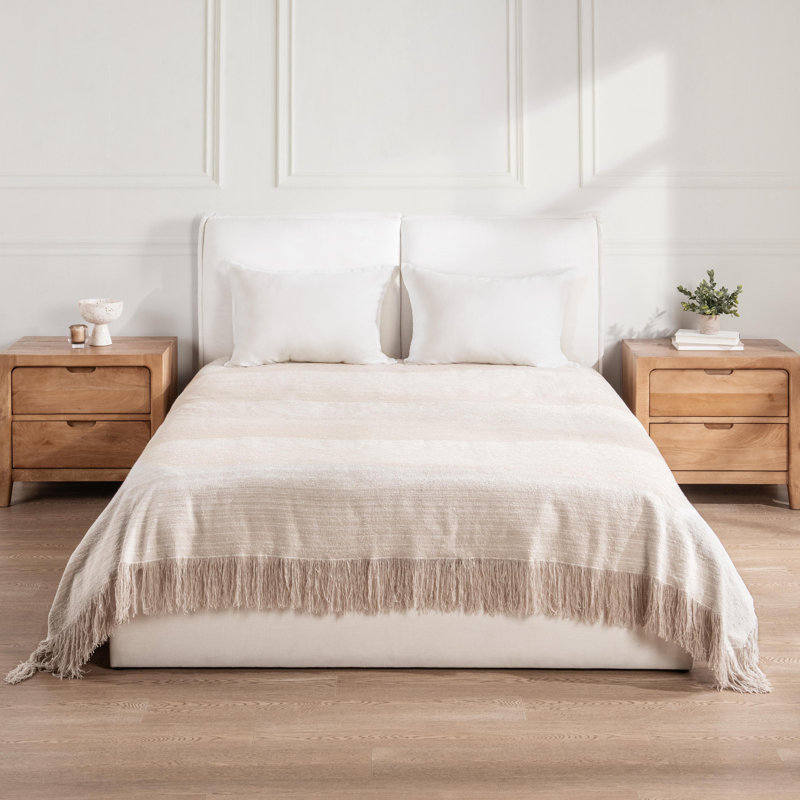 Beryl Cotton Fabric Blanket, 96" L x 108" W