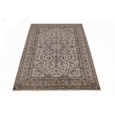 Tapis unique en laine noué à la main ivoire 6 pi 6 po x 10 pi 1 po années 1970