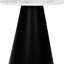 Table de bout latérale Riko, plateau rond en marbre naturel blanc de 18 po, base piédestal moderne noir