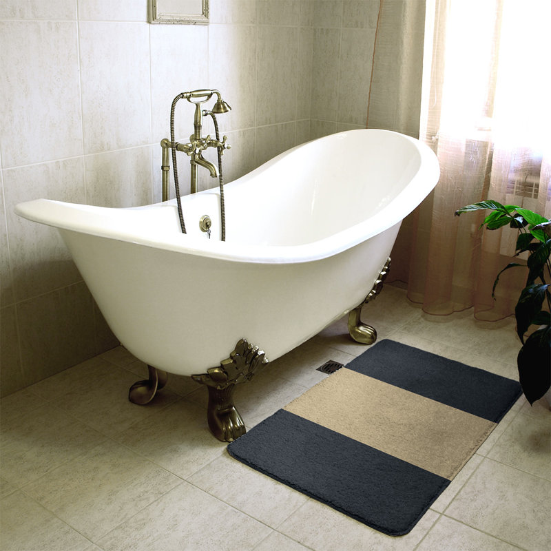 Tapis pour salle de bain Tennessee, l 17 po x L 24 po, Noir / Beige