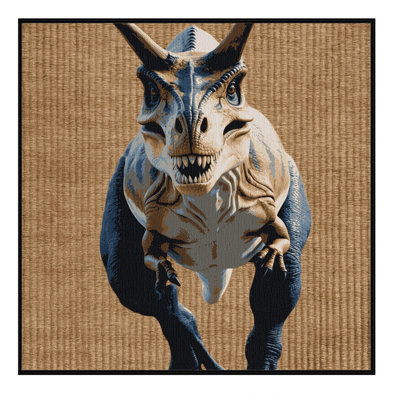 Tapis brun dinosaures lavable à la machine, Carré 3 pi