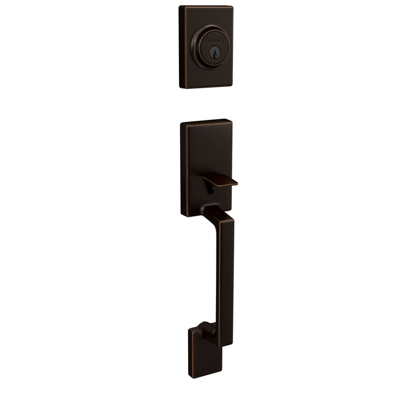 Handle with Deadbolt, Aged Bronze