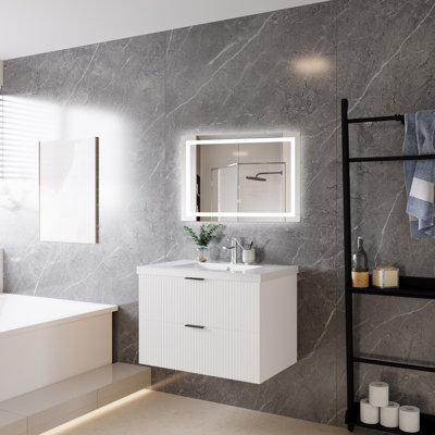 790 mm Wall Mounted Combined Vanity Unit with Integrated Resin Basin