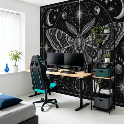 Décoration murale auto-adhésive à motif d'étoiles gothiques boho Witchy Moon