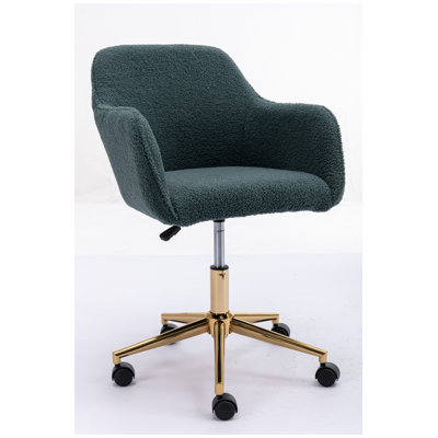 Modern Teddy Fabric Adjustable Height Swivel Stool - Green