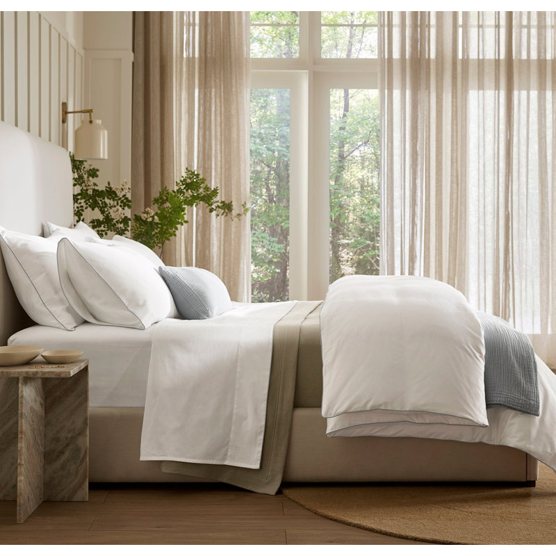 Signature Embellished Sheet Set, Twin XL Sheet Set with 3 Additional Pieces, White;Shore