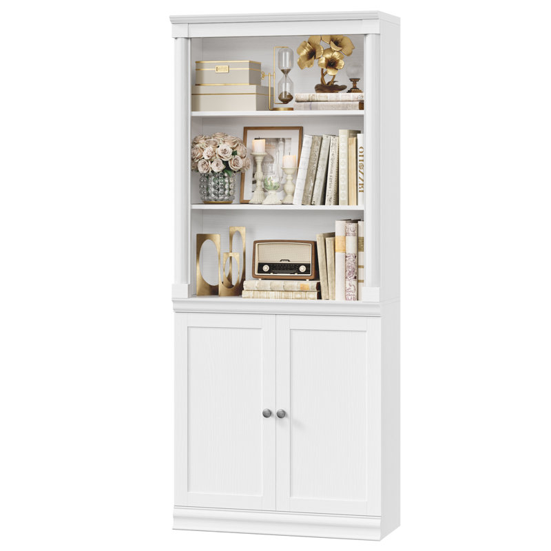 Bibliothèque standard avec rangement H 71 ", Blanc