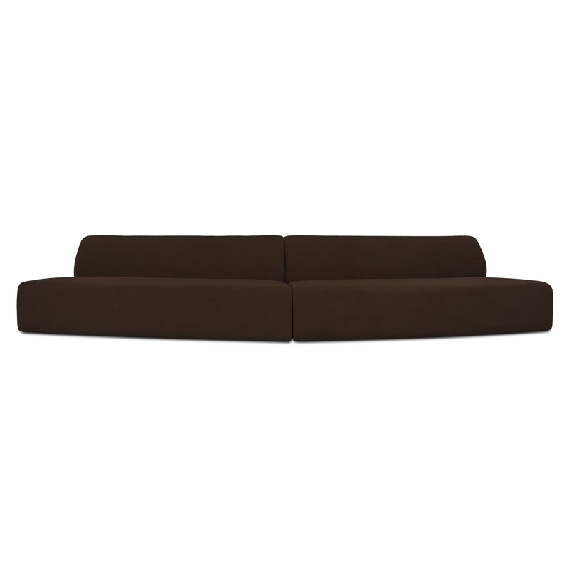 Naomi 2 Piece Convex Modular Sectional Golden Yellow, Brown Polyester
