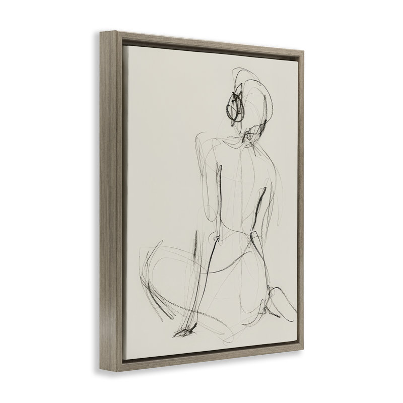 Art mural encadré "Nude figure Study" par Victoria Barnes, H 21 po x l 17 po, Cadre flottant orme Montalcino