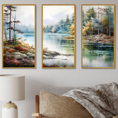 «Lakes Rivers Scandinavian Tranquility - River», ensemble d'art sur toile
