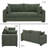 79" Deep Seat Corduroy Green Couch, Heavy-Duty Durable Loveseat with Fluffy Striped Cushions, Cloud-Style Comfy Green Sofa with 2 Pillows for Living Room, Modern Upholstered 2-Seater Sofas for Small Spaces and Home Decor
