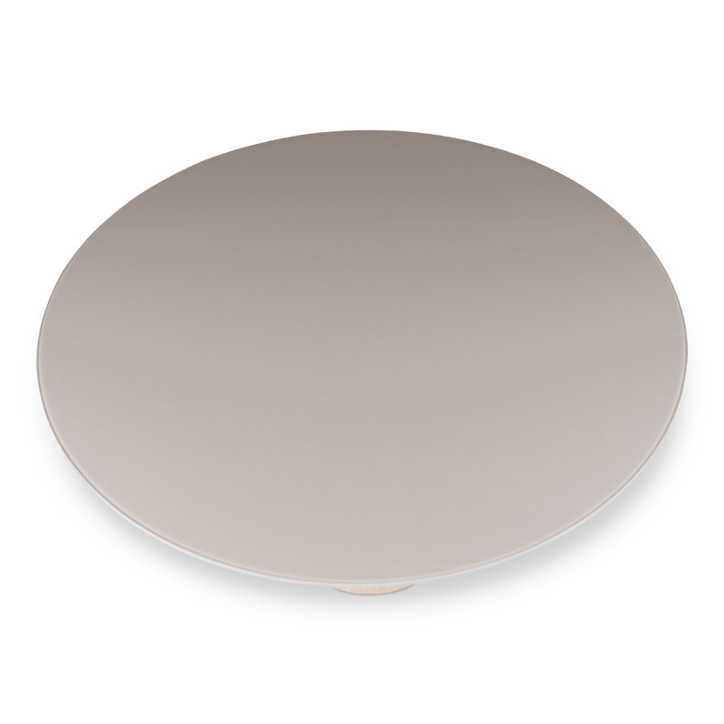 Round Glass Top Pedestal Dining Table with Off White Finish