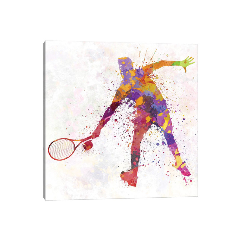 Tennis Player In Silhouette II by Paul Rommer - Wrapped Canvas Painting, 45.72 cm H x 45.72 cm W