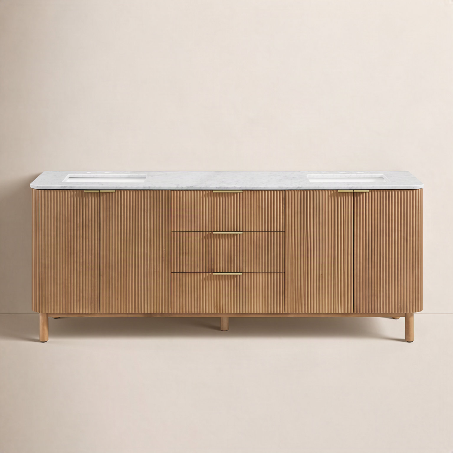 Nova Carrara Marble Double Bathroom Vanity, 84"