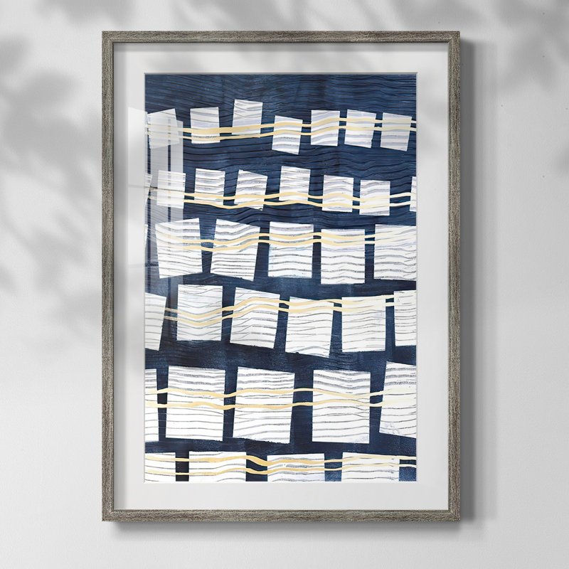 «Interconnected Shapes I», reproduction encadrée, Blanc, Papier encadré argent vieilli