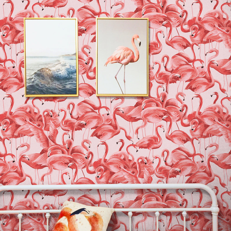 Papier peint adhésif Flamingo, Rose