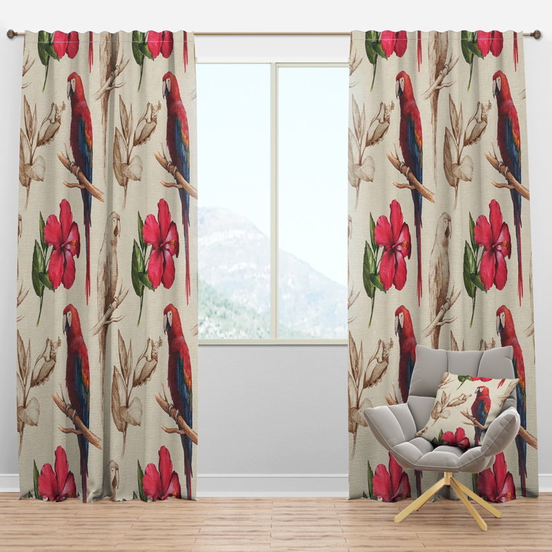 Panneau de rideau simple semi-diaphane avec passe-tringle Macaw, l 52 po x L 120 po