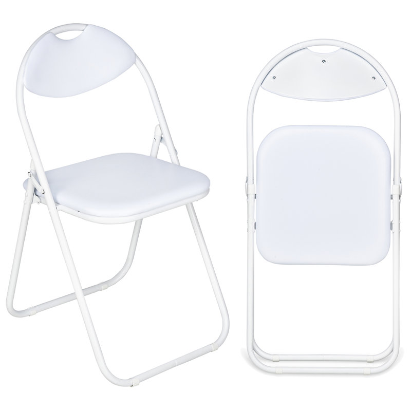 Faux Leather Banquet Folding Chair Folding Chair, White