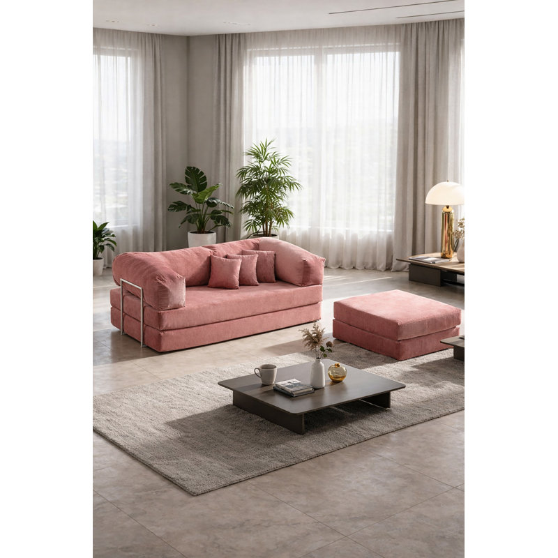 Canapé modulaire en velours Blush, Rosé