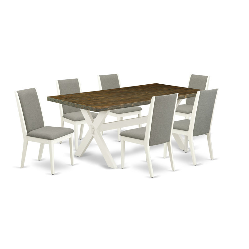 Ensemble de table de salle à manger 7 pièces 7 pièces Modernes, Shitake, Jacobin patiné, H 30 po x L 72 po x l 40 po