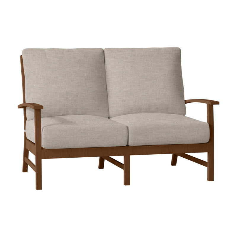 Charleston Aluminum Loveseat - Oak, No Welt, Charleston Aluminum #60 Oak, Linen Snow