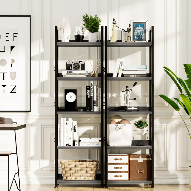 Darabont Bookcase, Black, (5 Shelves) 55.5"H x 15.5"W x 10.6"D