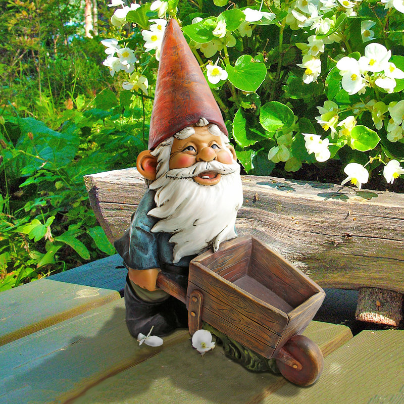 Statue de nain de jardin brouette Willie