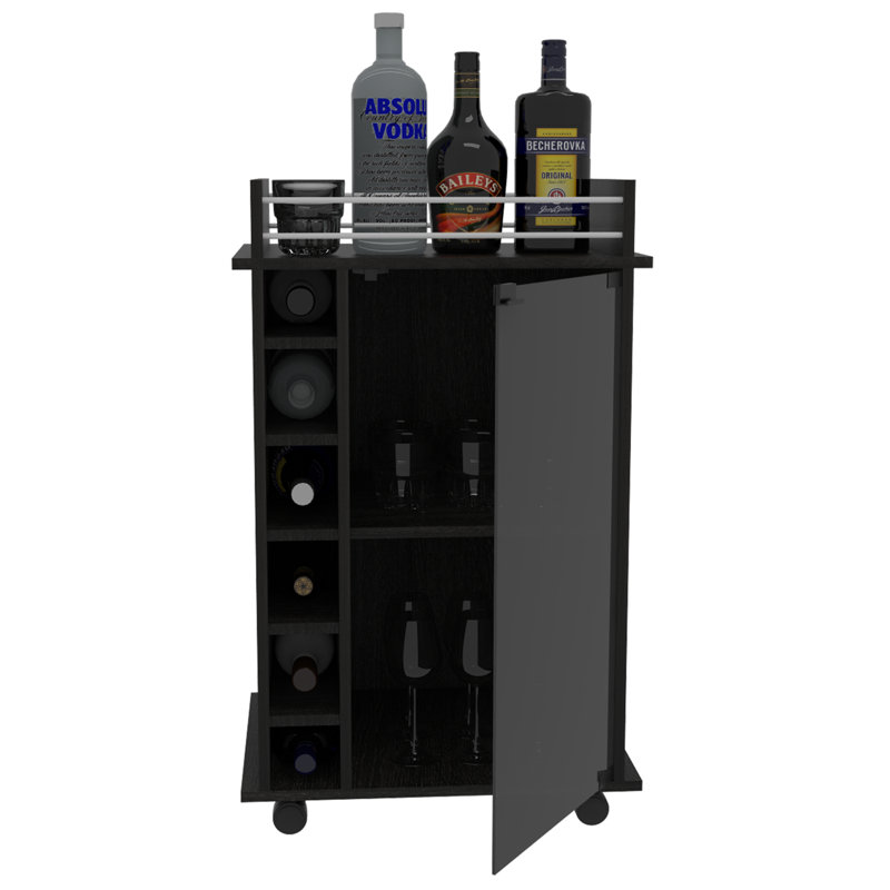 Chariot-bar à porte en verre Dukat, Carbone espresso
