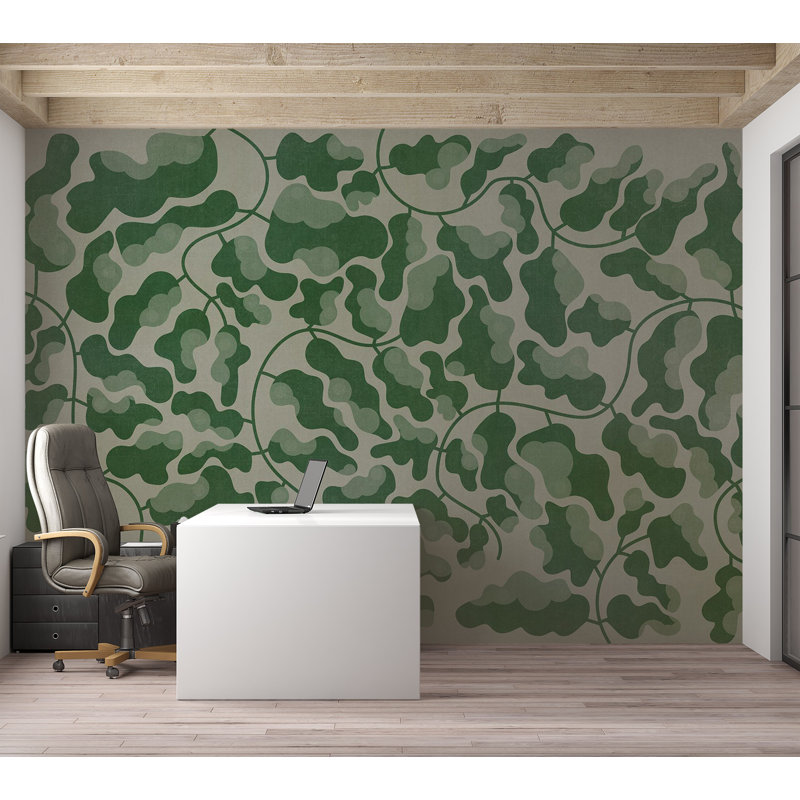 Papier peint botanique - Labyrinthe vert, L 27 po x l 39 po