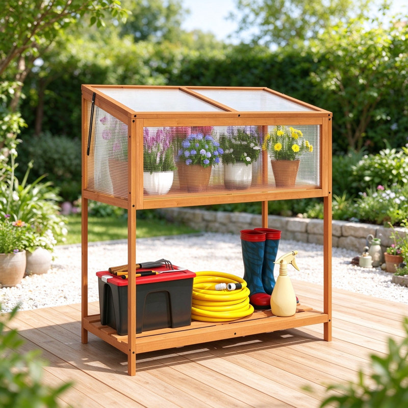 Raised Cold Frame with Shelf