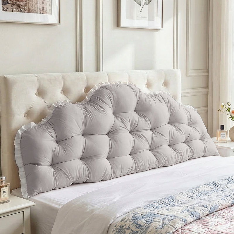 Upholstered Headboard Pillow, Light Grey